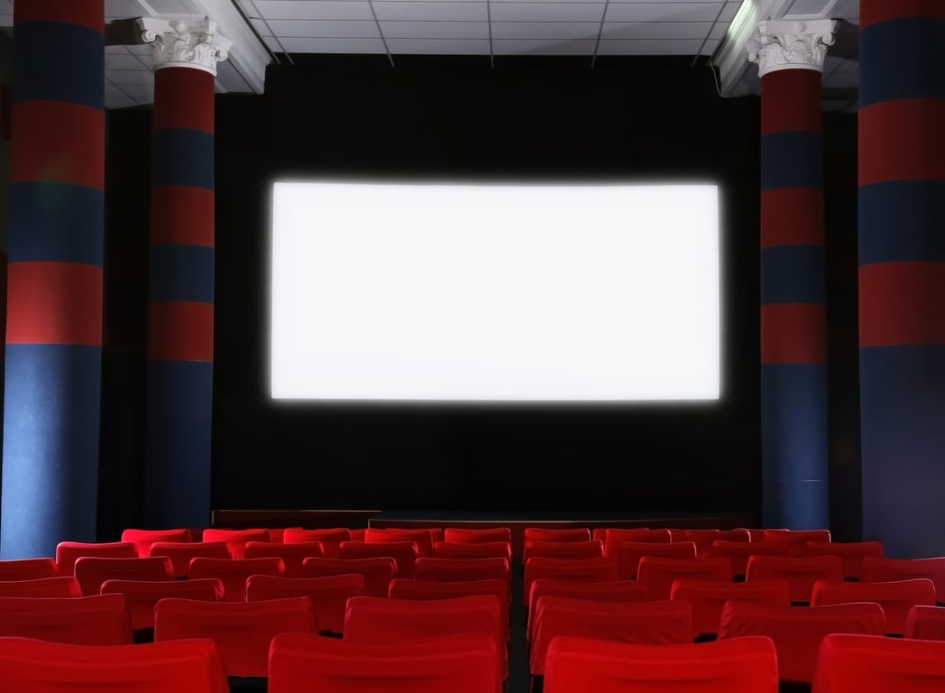 Empty Cinema with Blank Movie Screen